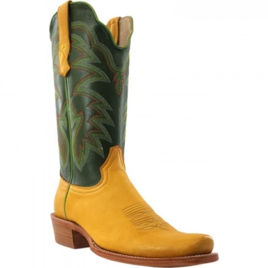 R Watson Green Sinatra Narrow Square Toe Deer Western Boot