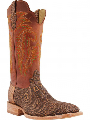 R Watson Peanut Wide Square Toe Ring Lizard Western Boot