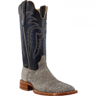 R Watson Chocolate Wide Square Toe Ringtail Lizard Western Boot