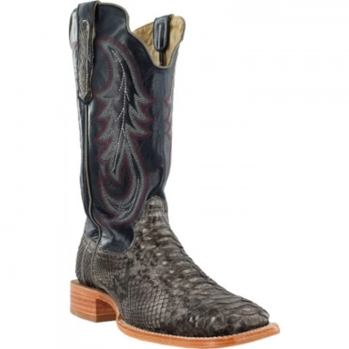 R Watson Deep Pacific Wide Square Toe Back Cut Python Western Boot