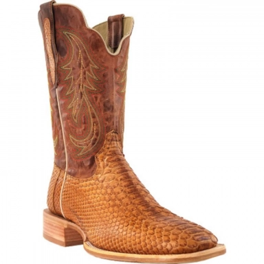 R Watson Desert Meil Wide Square Toe Back Cut Python Western Boot