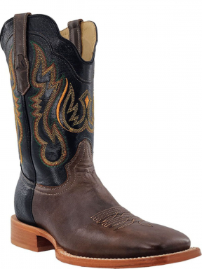 R Watson Soft Black Wide Square Toe Antique Meil Goat Western Boot