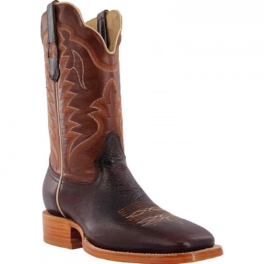 R Watson Cognac Sintra Wide Square Toe Western Boot