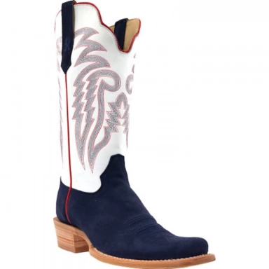 R Watson Winter White Narrow Square Toe Roughout Western Boot