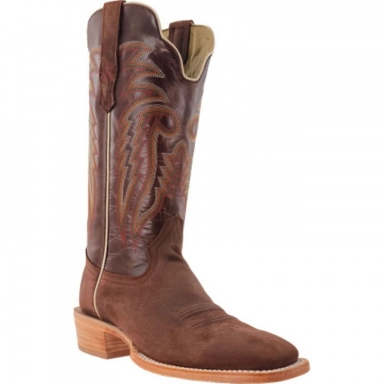 R Watson Cafe Pull Up Wide Square Toe Roughout Western Boot