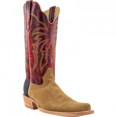 R Watson Volcanic Red Narrow Square Toe Heavy Roughout Western Boot