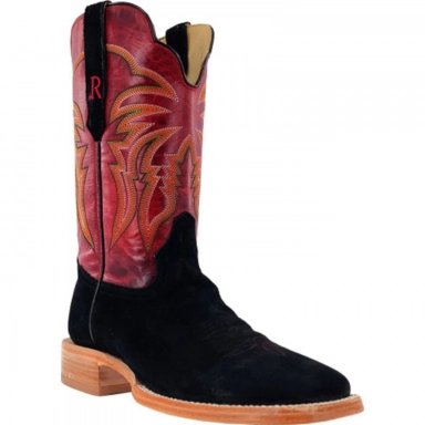 R Watson Barn Red Wide Square Toe Boar Western Boot