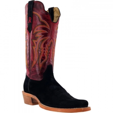R Watson Barn Red Narrow Square Toe Boar Western Boot