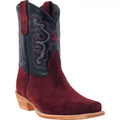 R Watson Kids Rhubarb Narrow Square Toe Roughout Western Boot