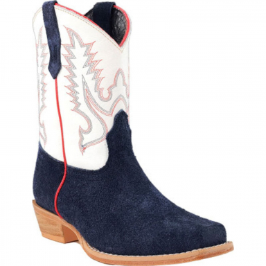 R Watson Kids Winter White Narrow Square Toe Roughout Western Boot