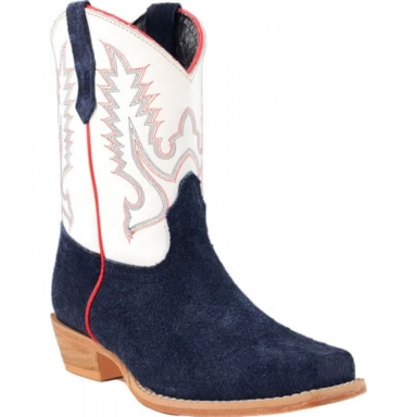 R Watson Kids Winter White Narrow Square Toe Roughout Western Boot