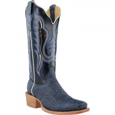 R Watson Black Sinatra Narrow Square Toe Cape Buffalo Western Boot