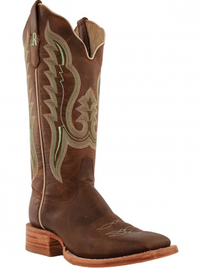 R Watson Arizona Tan Wide Square Toe Western Boot