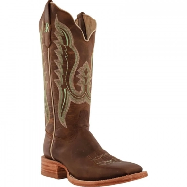 R Watson Arizona Tan Wide Square Toe Western Boot