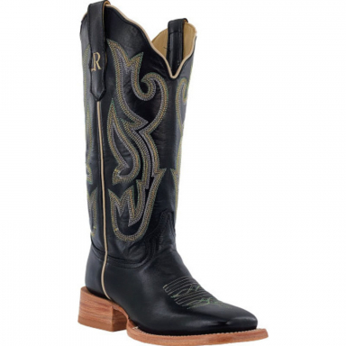 R Watson Ebony Wide Square Toe Western Boot