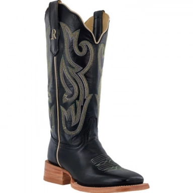 R Watson Ebony Wide Square Toe Western Boot