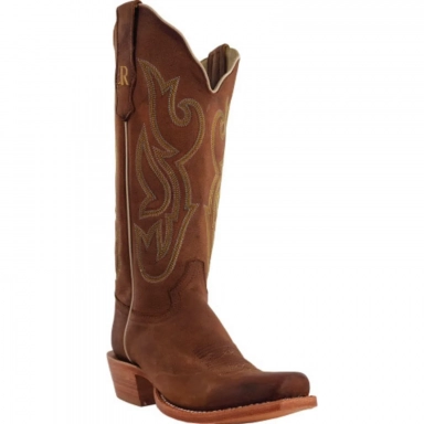 R Watson Camel Brown Narrow Square Toe Western Boot