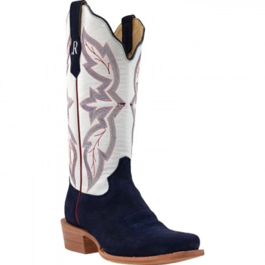 R Watson Winter White Narrow Square Toe Roughout Western Boot
