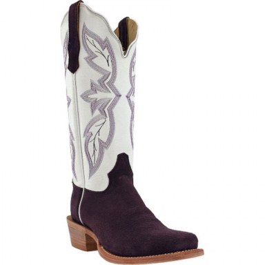 R Watson Winter White Narrow Square Toe Roughout Western Boot