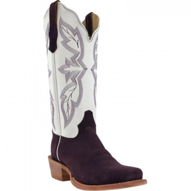 R Watson Winter White Narrow Square Toe Roughout Western Boot