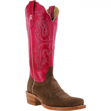R Watson Fuchsia Narrow Square Toe Roughout Western Boot