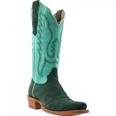 R Watson Mint Narrow Square Toe Roughout Western Boot