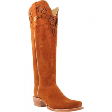 R Watson Ginger Narrow Square Toe Roughout Western Boot