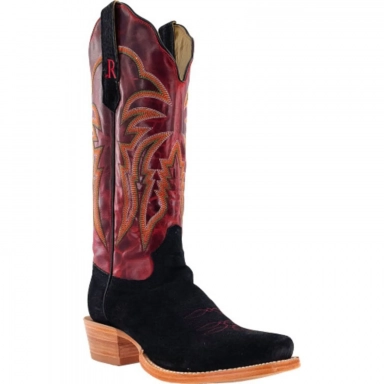 R Watson Barn Red Narrow Square Toe Boar Western Boot