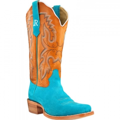 R Watson Chestnut Ranch Hand Narrow Square Toe Boar Western Boot
