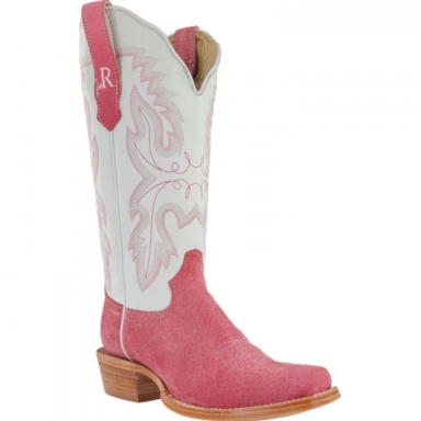 R Watson Winter White Narrow Square Toe Boar Western Boot