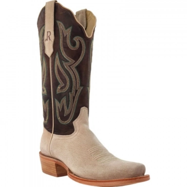R Watson Honey Narrow Square Toe Boar Western Boot