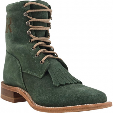R Watson Teal Wide Square Toe Roughout Western Boot