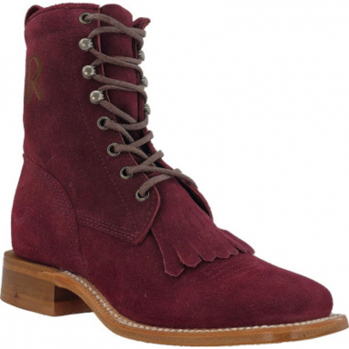 R Watson Rhubarb Wide Square Toe Roughout Western Boot