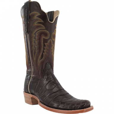 R Watson Espresso Vaquero Narrow Square Toe Alligator Western Boot