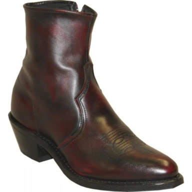 Sage Mens 7 Black Cherry Cowhide Zipper Cowboy Boot