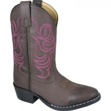 Smoky Mountain Kids Monterey Brown-Rose Stitching Western Boot