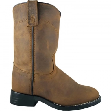 Smoky Mountain Kids Roper Brown Oiled Distress Western Boot