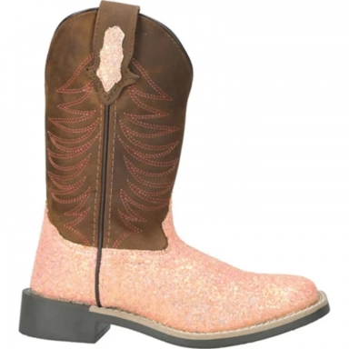 Smoky Mountain Kids Ariel Pink Glitter-Crazy Horse Western Boot