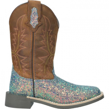 Smoky Mountain Kids Ariel Pastel Glitter-Crazy Horse Western Boots 3077