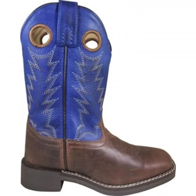 Smoky Mountain Kids Dusty Brown Oil Distress-Blue Western Boot