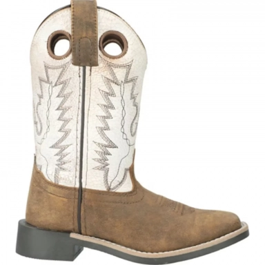 Smoky Mountain Kids Drifter Brown Distress-Antique White Western Boot