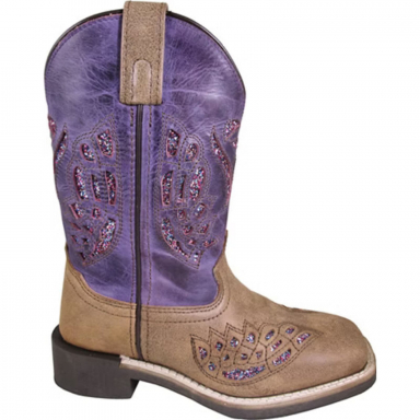 Smoky Mountain Kids Trixie Brown Distress-Purple Western Boots 3160