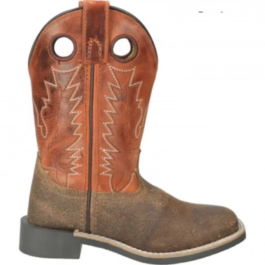 Smoky Mountain Kids Bronco Brown Distress-Burnt Orange Western Boot
