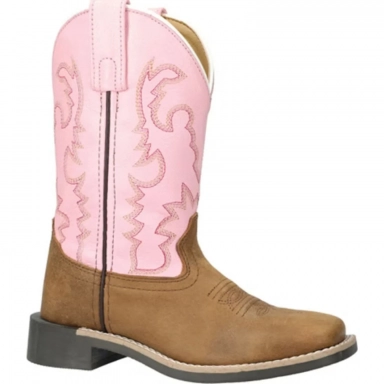 Smoky Mountain Kids Addison Vintage Brown-Pink Western Boot