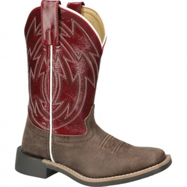 Smoky Mountain Kids Nomad Brown Distress-Burgundy Western Boots 3316