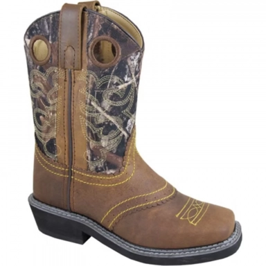 Smoky Mountain Kids Pawnee Brown Oil Distress-Camo Western Boot