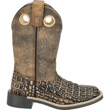 Smoky Mountain Kids Gator Sanded Black-Brown Distress Western Boots 3401