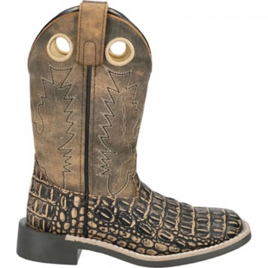 Smoky Mountain Kids Gator Sanded Black-Brown Distress Western Boot
