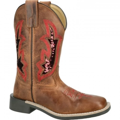 Smoky Mountain Kids Nevada Brown Oil-Red Western Boot