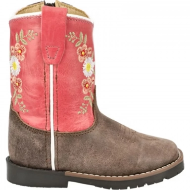 Smoky Mountain Kids Toddler Autry Vintage Chocolate-Coral Western Boot